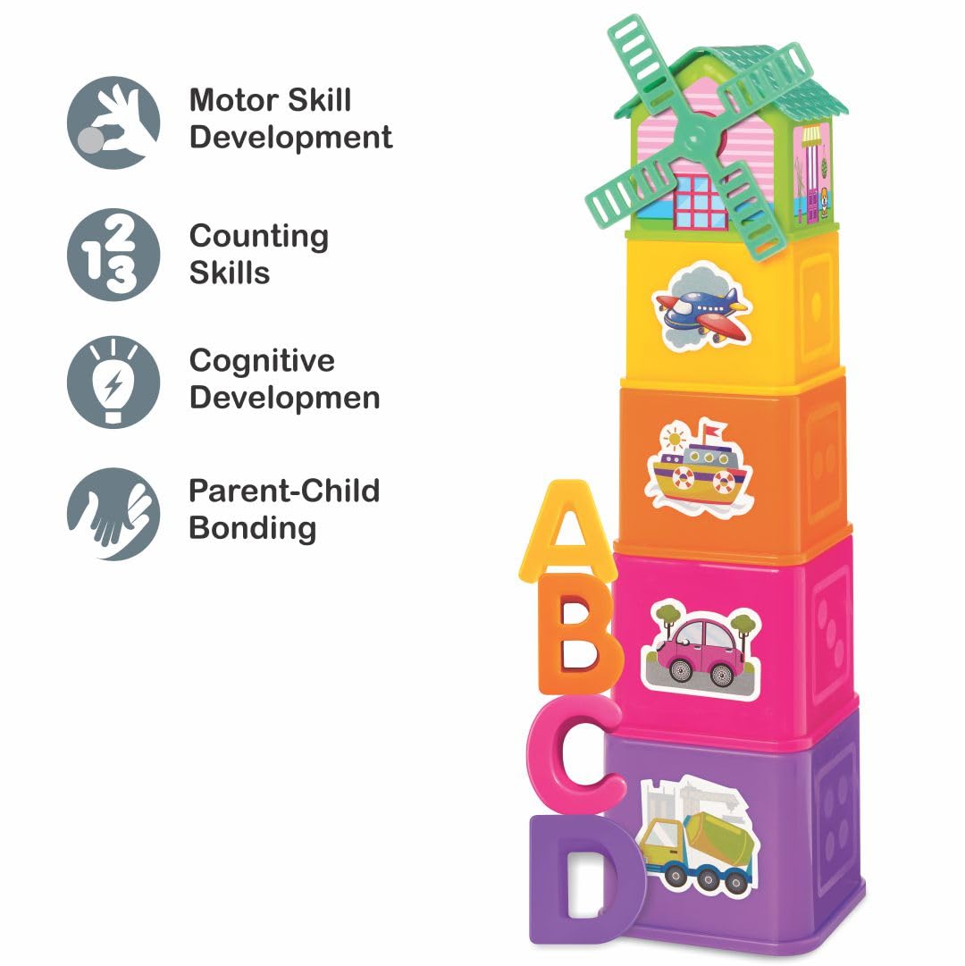 See-through ABC stacking blocks with numbers animals vehicles toddler educational learning toy
