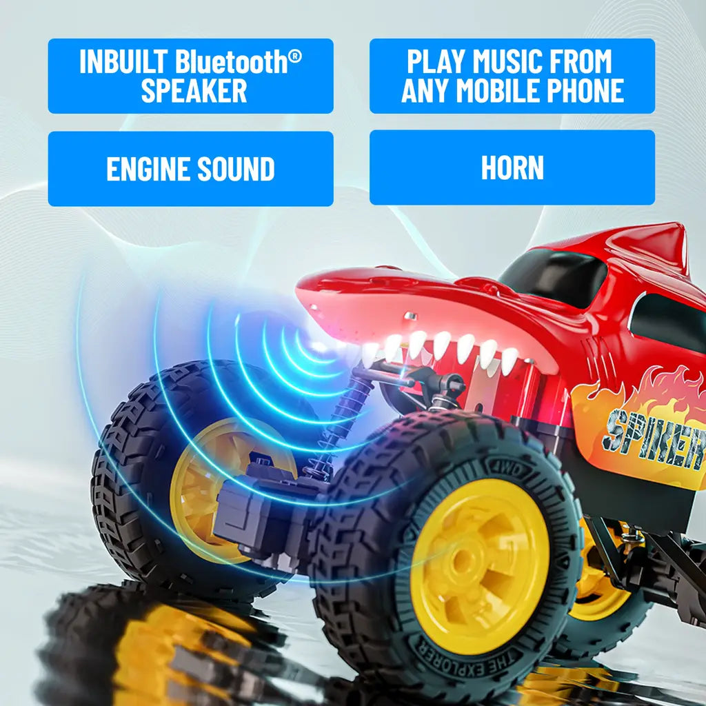 Shark-inspired Spiker remote control car toy with bold styling.