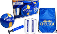 Speed Up Chelsea Champions Football Set with ball, shin guards, pump, and bag