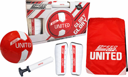 Speed Up United Champions Football Set with ball, bag, pump, and shin guards