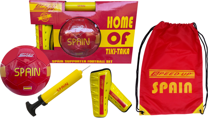 Speed Up Spain Supporter Football Set with Ball, Pump, and Guards