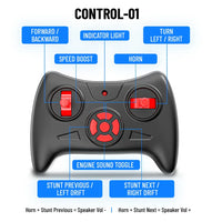 Spiker RC car with 2000mAh Li-ion rechargeable battery for long playtime.