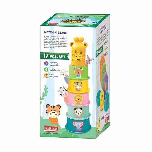 Animal stacking cups safari theme giraffe tiger panda toddler educational toy 12 months