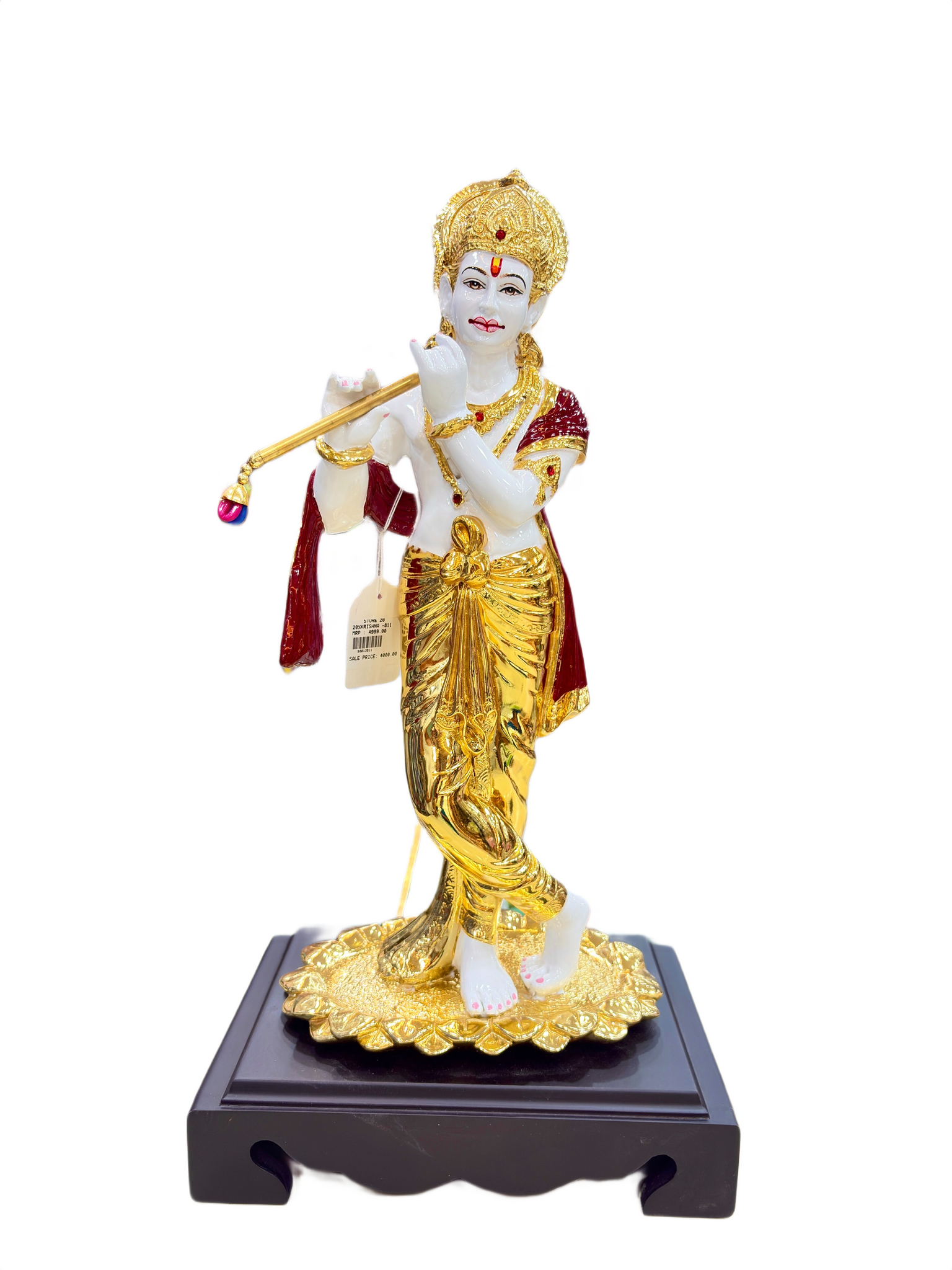 Golden Lord Krishna Showpiece with Flute – Figurine for Housewarming, Wedding & Festive Gifts