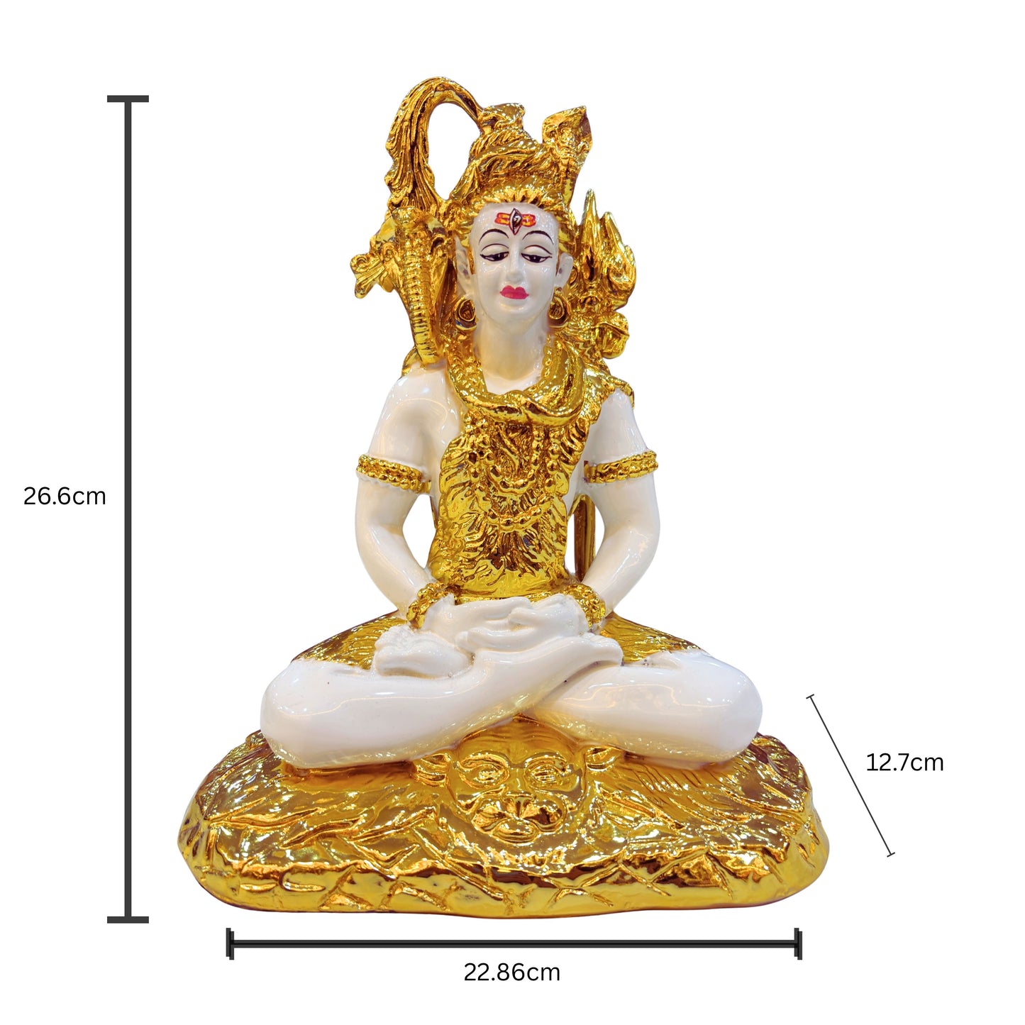 Lord Shiva resin idol with gold detailing – 26.6 cm handcrafted statue for home temple and gifting.