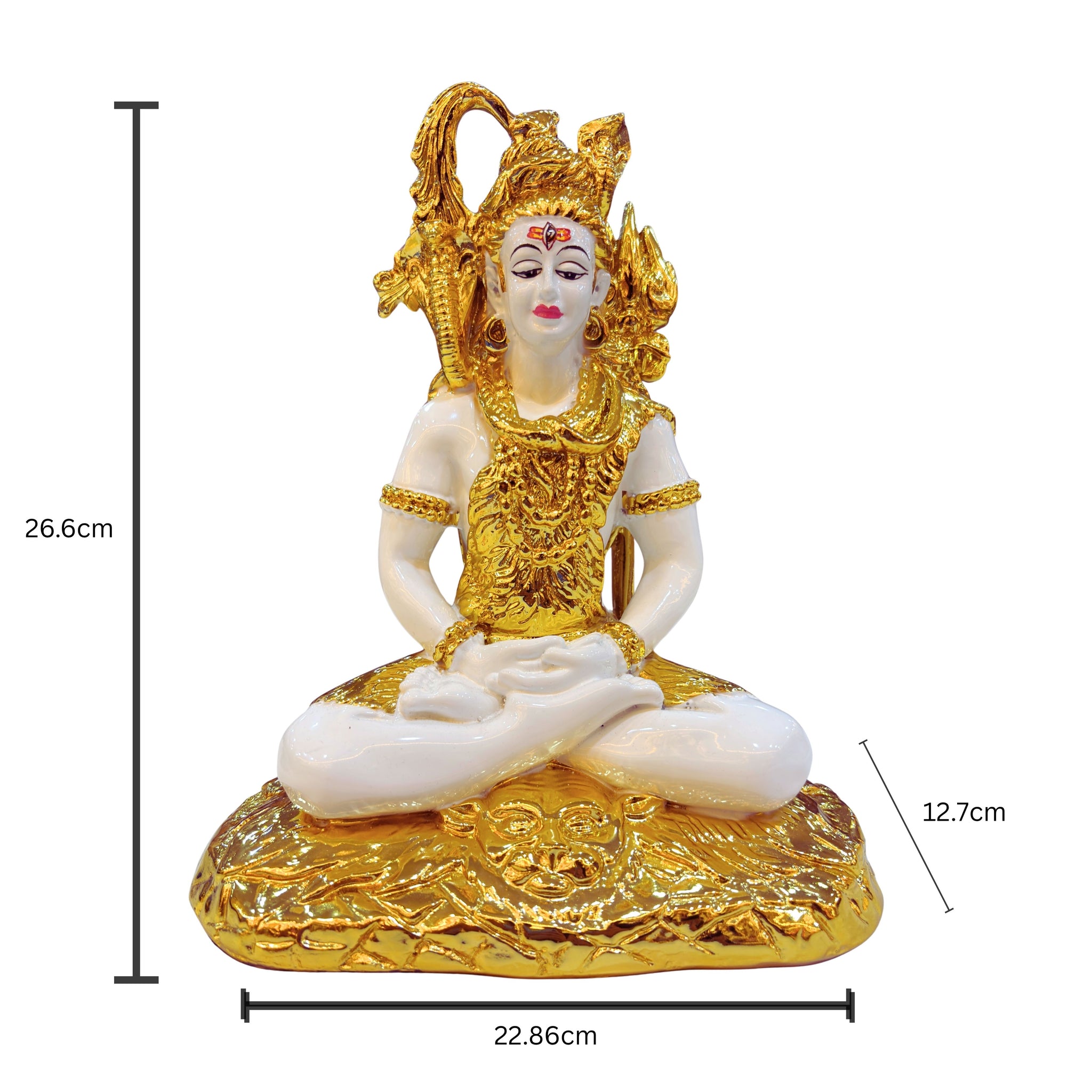 Lord Shiva resin idol with gold detailing – 26.6 cm handcrafted statue for home temple and gifting.