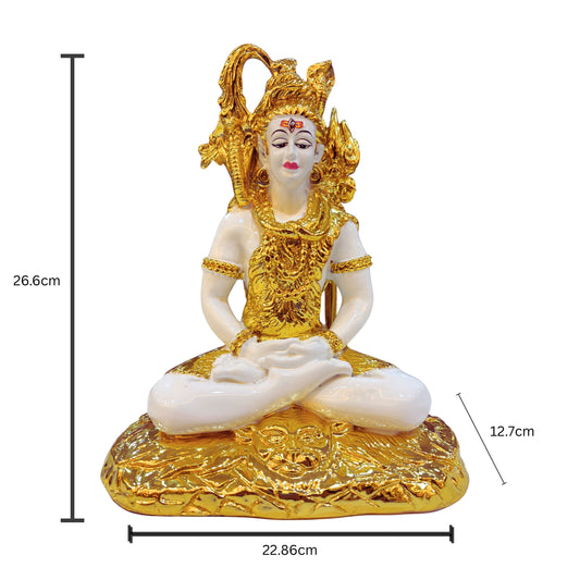 Lord Shiva resin idol with gold detailing – 26.6 cm handcrafted statue for home temple and gifting.
