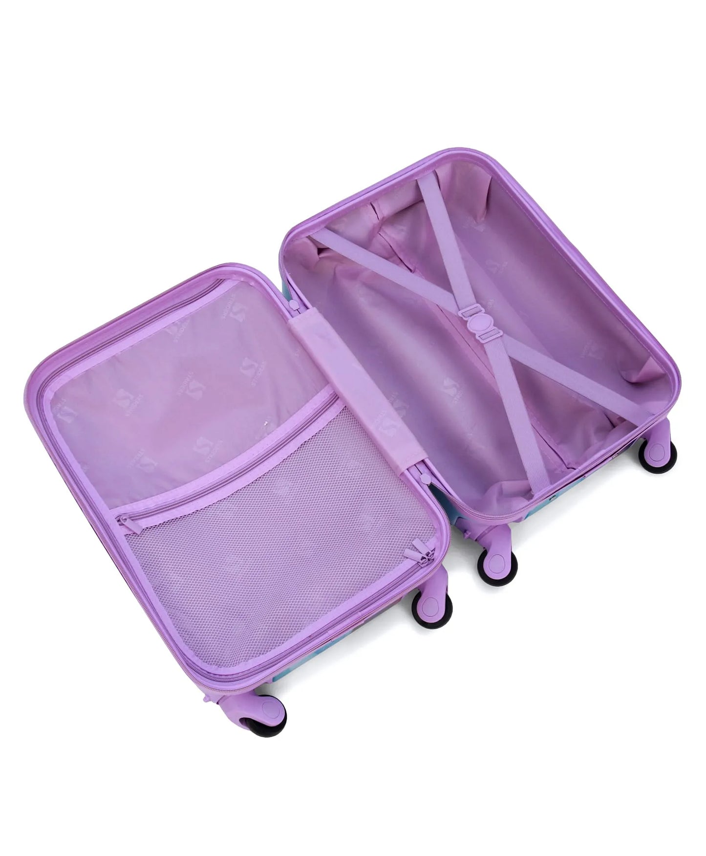 striders frozen kids luggage pink 18 inch lightweight abs polycarbonate hard shell spinner suitcase for travel school trips and holidays