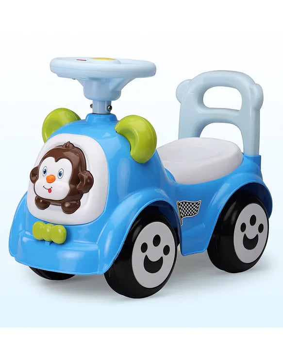 Ride-On Push Car for Kids with Music & Horn – Blue