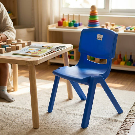 Colorful blue kids chair for playroom classroom and outdoor use