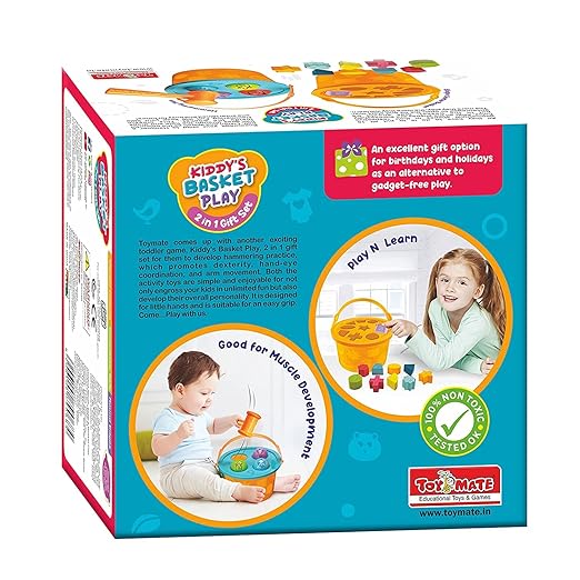 2-in-1 toddler gift set with hammer pound ball game and shape sorting baske