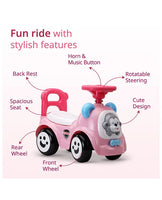 ride-on car for toddlers with music and horn steering.