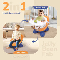 Toddler study and feeding chair in orange and blue