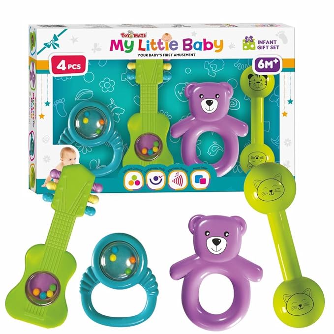 Toy Mate My Little Baby 4-piece infant rattle gift set guitar bear cat dumbbell round rattle 6 months plus