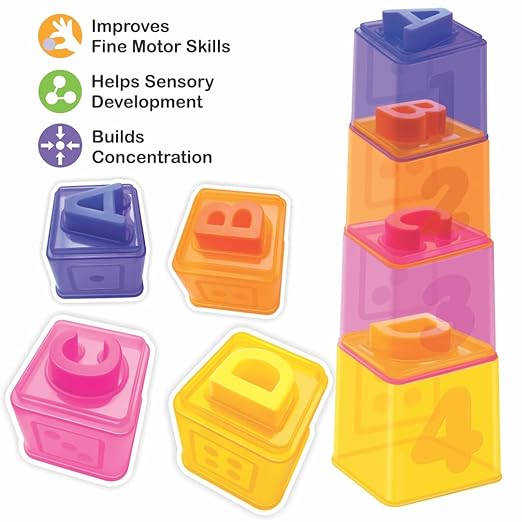 ToyMate 2 in 1 toddler activity gift set stacking tower ABC blocks screen-free toy