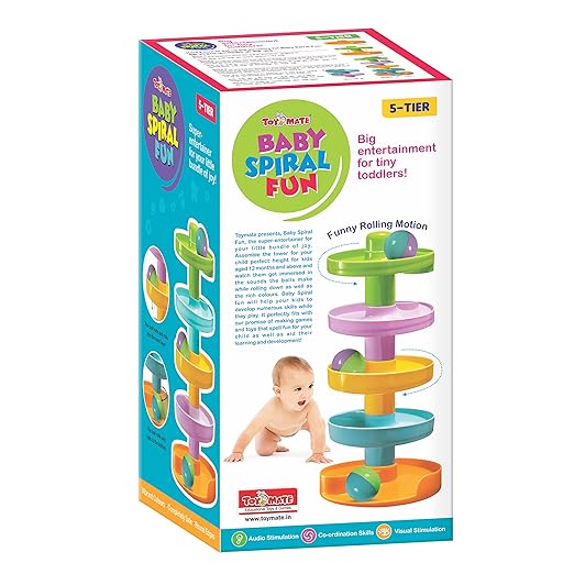 ToyMate Baby Spiral Fun 5-tier rolling ball tower sensory educational toy for babies 12 months plus