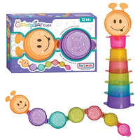 ToyMate Caterpillar Cups 8 rainbow coloured stacking cups toy for babies and toddlers 12 months plus