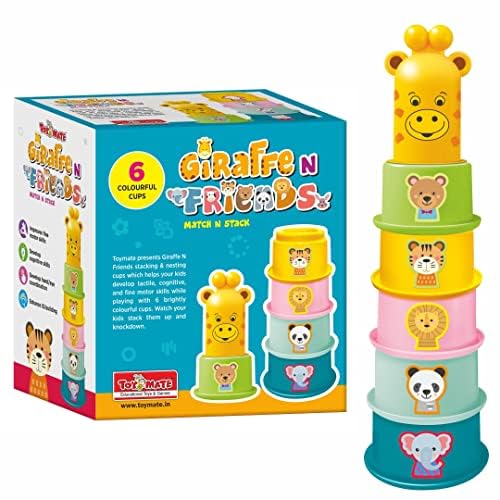 ToyMate Giraffe N Friends 6 pcs stacking and nesting cups tower for toddlers 12 months and above