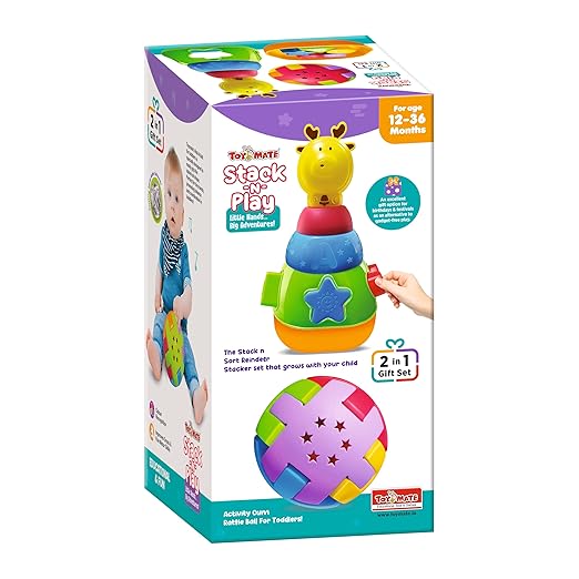 ToyMate Stack-N-Play 2-in-1 educational stacking toy gift set for toddlers 12 to 36 months