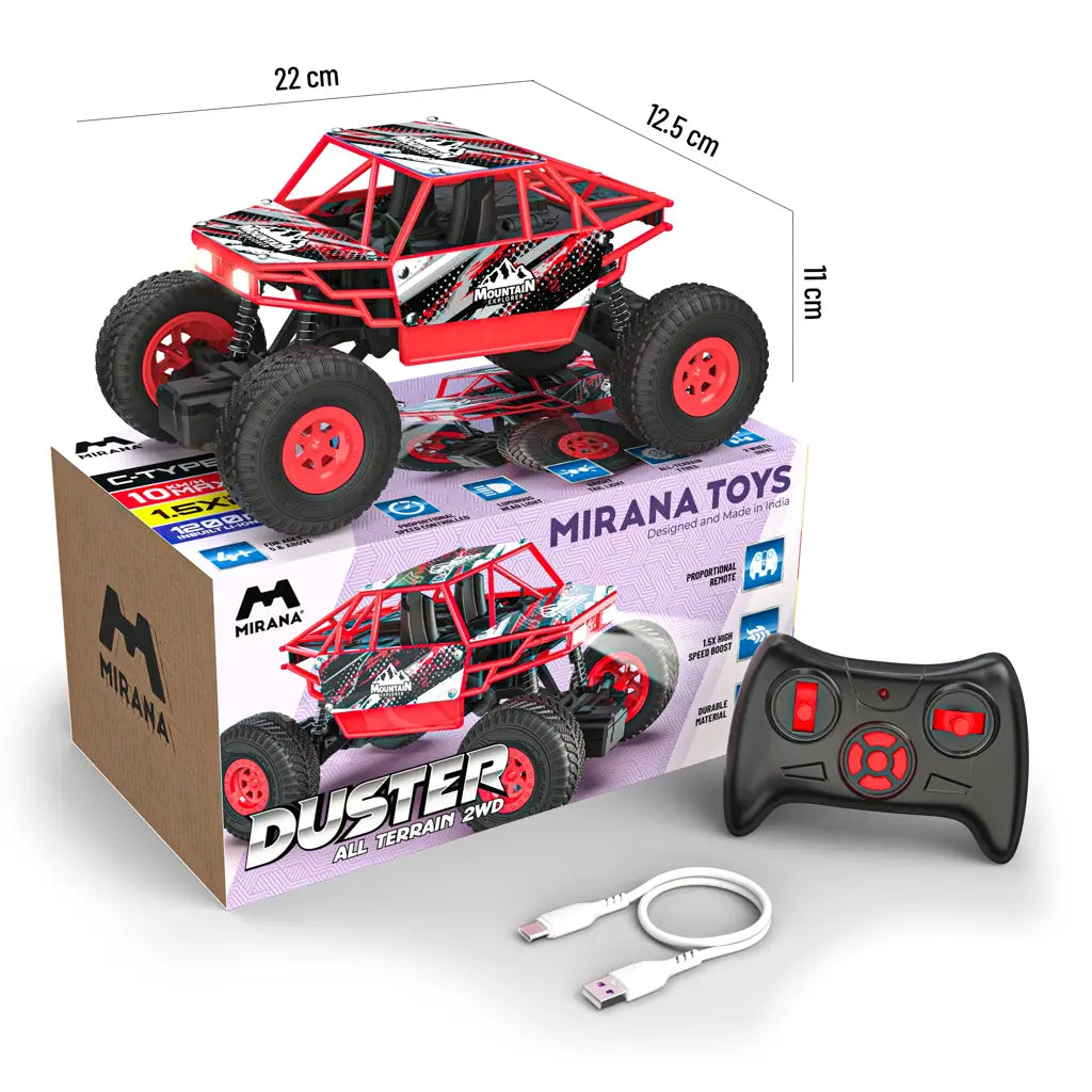 Wheel Drive Remote Control Monster Truck toy with rechargeable battery.