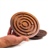 Wooden Labyrinth Maze Puzzle front view showing handcrafted wooden design