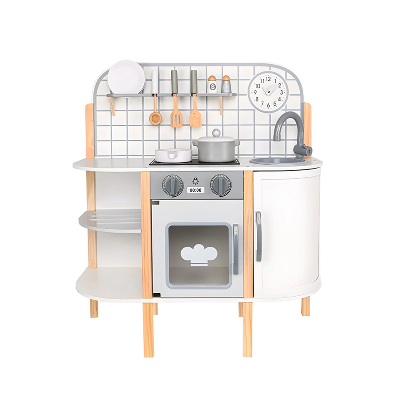 Wooden pretend play kitchen set for kids with stove, sink, and utensils – Toys Uncle
