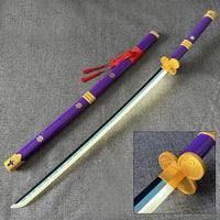 Zoro Purple Enma LED Katana Sword with glowing blade and scabbard