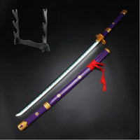 Purple Enma Katana with LED light and golden fittings