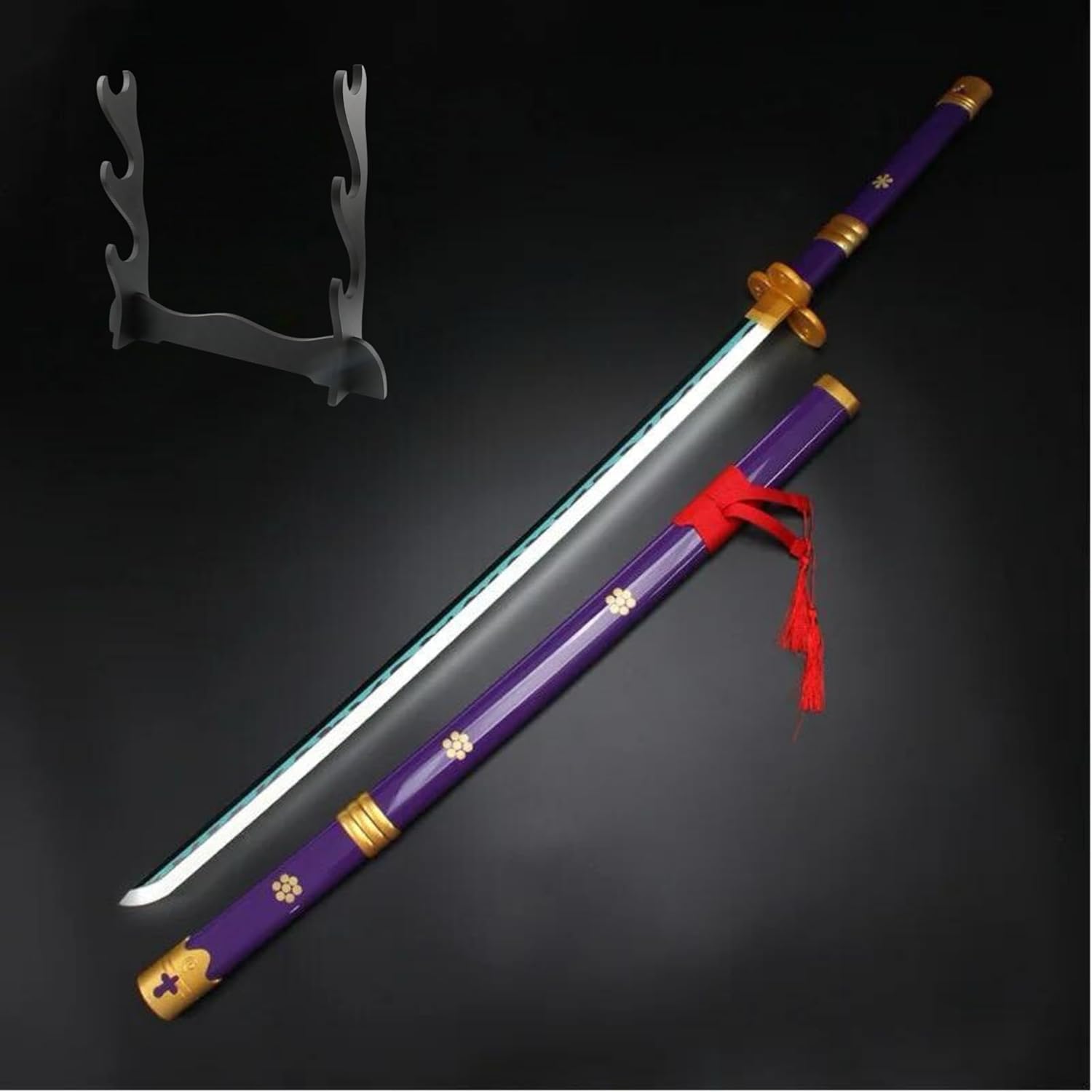 Purple Enma Katana with LED light and golden fittings